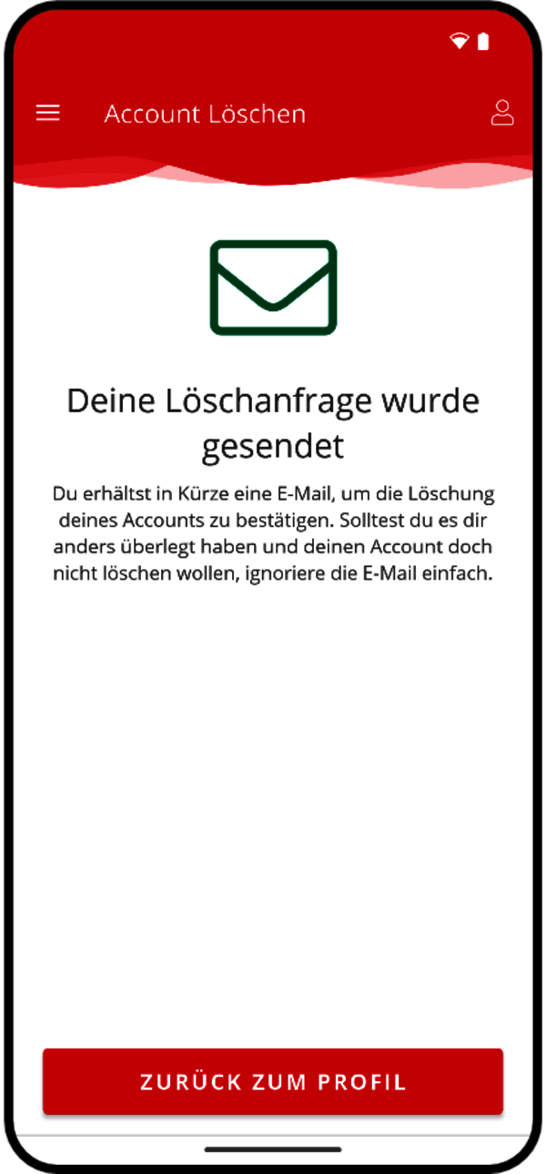 Smartphone zeigt Menüführung zum Löschen des Accounts