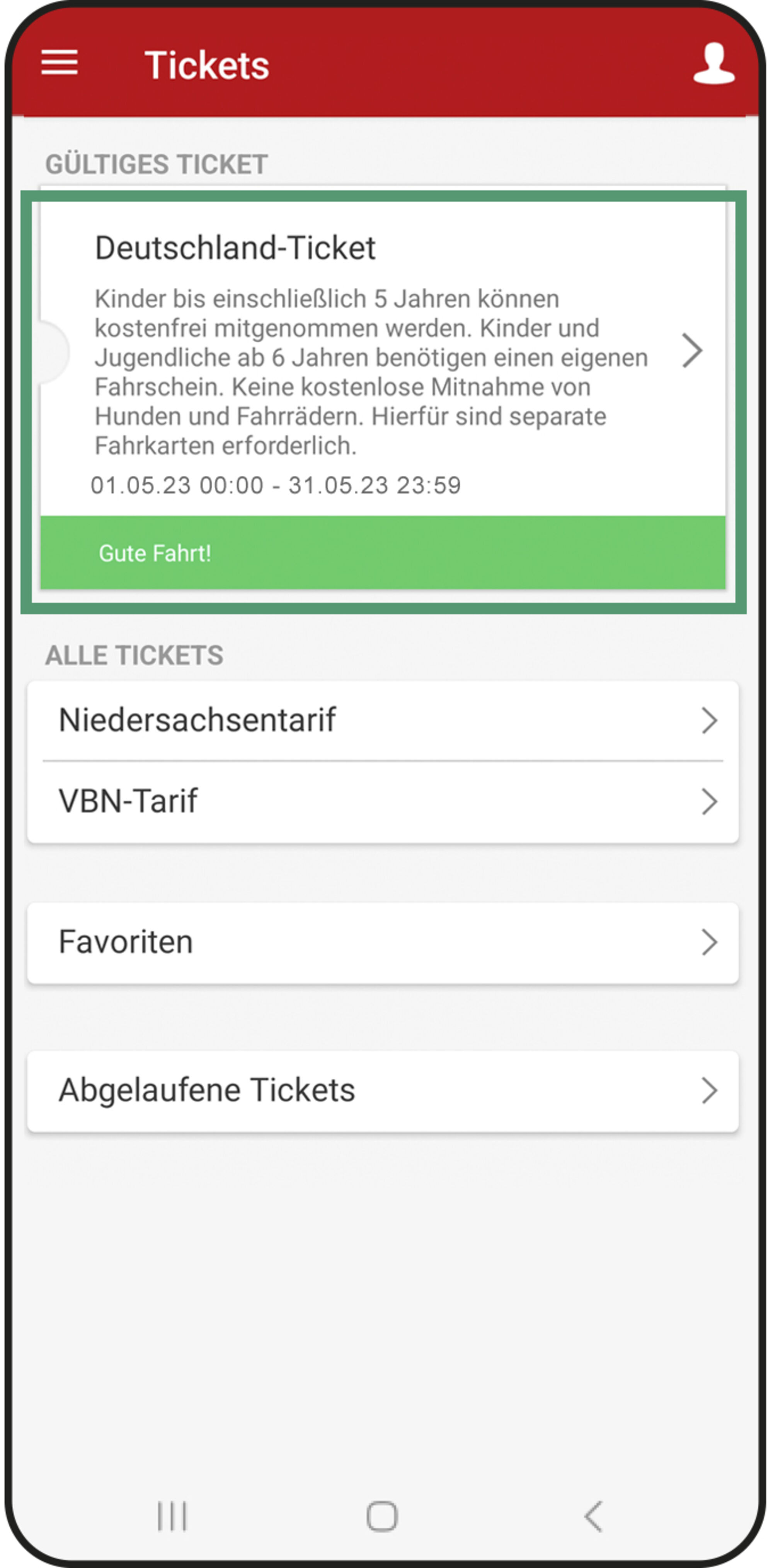 VBN: Deutschland-Ticket Mit FahrPlaner-App