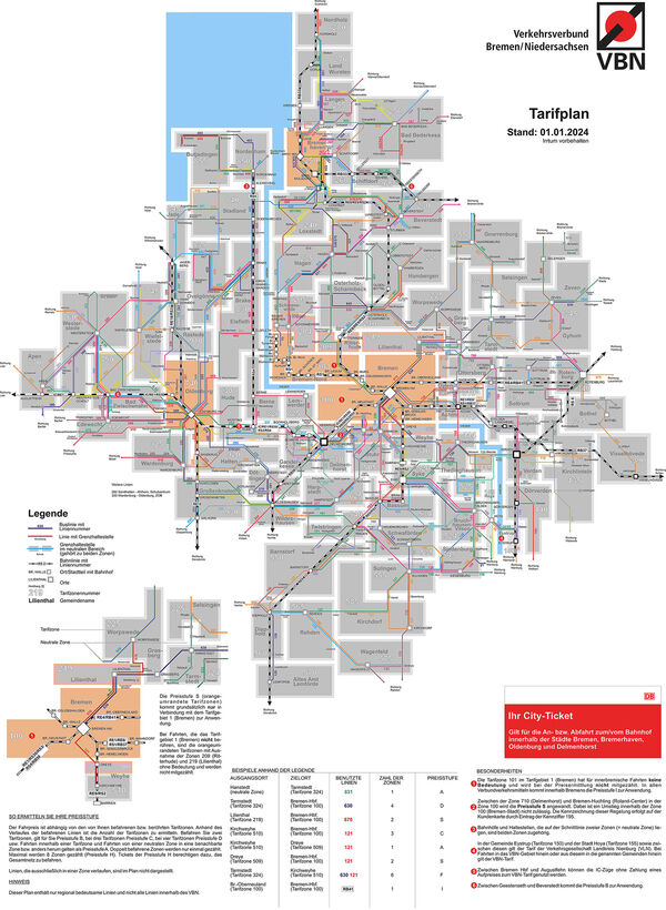 Fare Schedule (Tarifplan) 2024