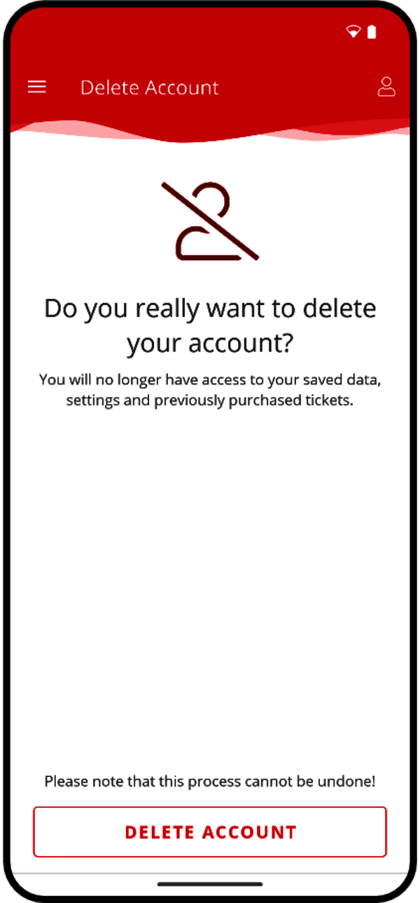 Smartphone shows menu navigation for deleting the account