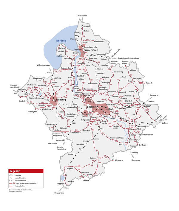 Karte des VBN-Landes