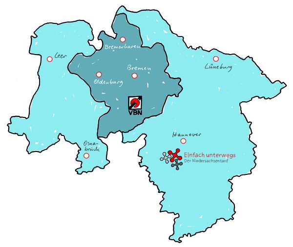 Overview map of the Niedersachsentarif